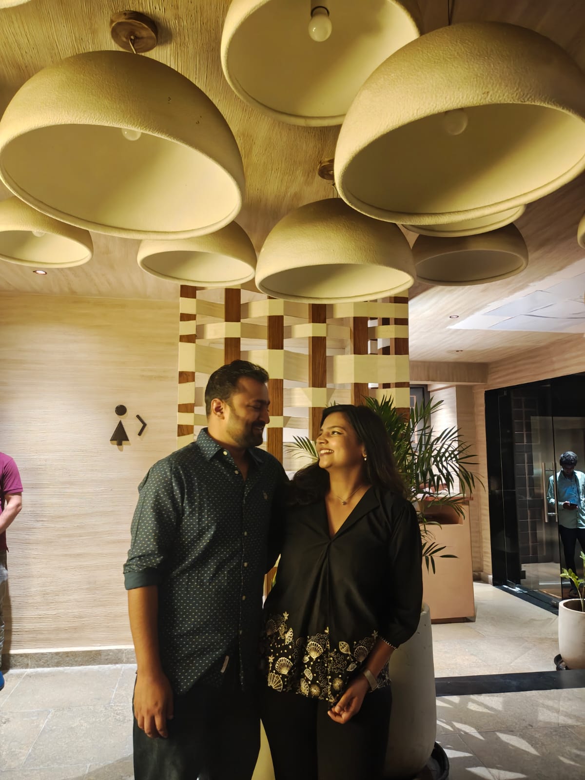 A happy couple in black and white